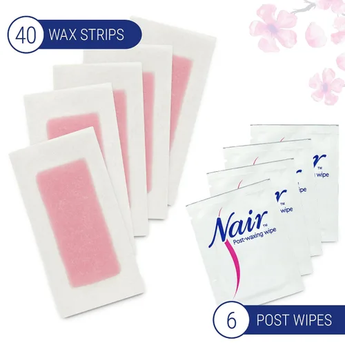Miniatura 4 de Nair Tiras de cera para depilar, tiras de cera para depilación de piernas y cuerpo, 40 unidades, paquete de 3