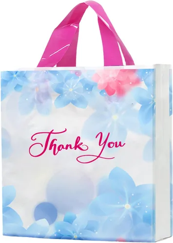 Miniatura 21 de 50 bolsas de plástico de 9.8 x 11.8 pulgadas, bolsas de compras al por menor, bolsas de boutique con asas, hermoso día (más patrones disponibles)