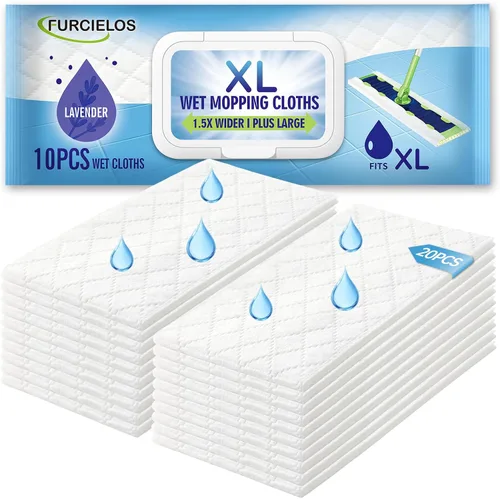 20 paños de limpieza húmedos XL resistentes compatibles con Swiffer Sweeper XL Mop, almohadillas húmedas desechables tamaño XL para limpieza de