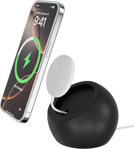 CHARGEWORX Soporte de carga inalámbrico magnético compatible con Magsafe, soporte de silicona premium para iPhone 16/15/14/13/12, gestión discreta