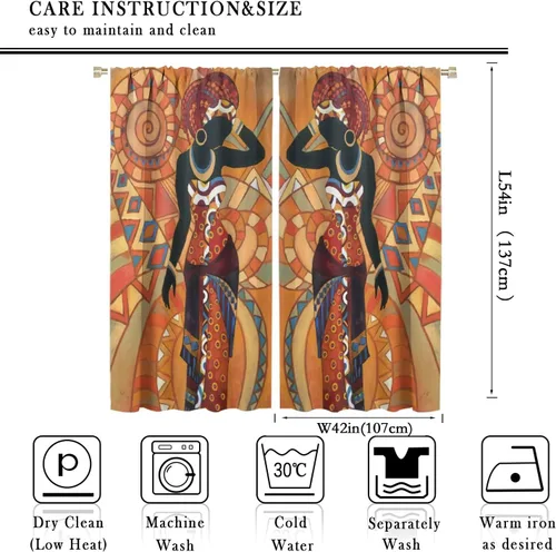 Miniatura 2 de Cortina de mujer africana, con estampado étnico tribal y étnico, reducción de ruido, para dormitorio, sala de estar, cortinas con aislamiento
