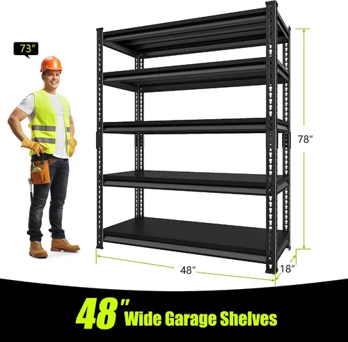 Miniatura 3 de Estantería de garaje resistente para cargas de 2500 libras, estantes de almacenamiento de garaje ajustables de 48 pulgadas de ancho, estantes