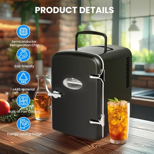 Miniatura 6 de HealSmart Mini refrigerador portátil, refrigeradores compactos enfriadores y calentadores de 4 litros 6 latas, con ventana de observación, 100%
