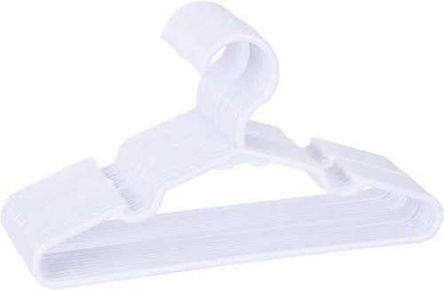 Miniatura 9 de Paquete de 60 perchas blancas para niños de 11.6 pulgadas, perchas para ropa de bebé para niños pequeños y niños, perchas de plástico duradero
