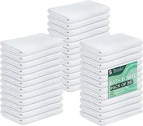 Miniatura 14 de Toallas de baño_Paquete de 12 toallas de baño beige (paquete de 12, 27 pulgadas de ancho x 54 pulgadas de largo), color beige, toalla de algodón