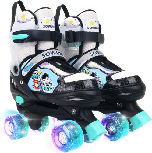 Miniatura 11 de Patines en línea ajustables para niñas y mujeres, todas las 8 ruedas de los patines de niña brillan, iluminación segura y divertida para niños A-Rosa