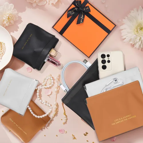 Miniatura 16 de Bolsa de cuero para anillos, funda para anillos de boda, bolsa para anillos de compromiso, almacenamiento de joyas para novios, portador de anillos