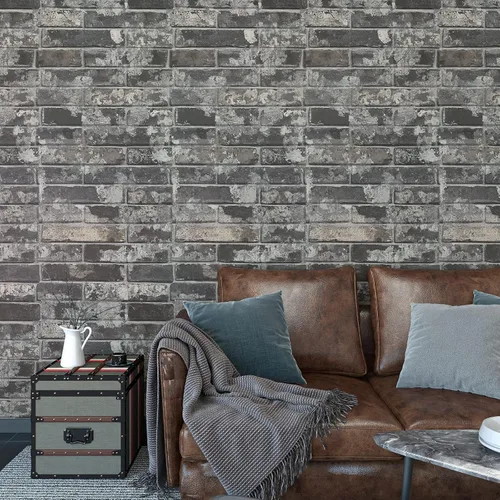 Miniatura 10 de VaryPaper Papel tapiz de ladrillo de pizarra para despegar y pegar, papel tapiz de piedra autoadhesivo, extraíble, rollo de papel de pared