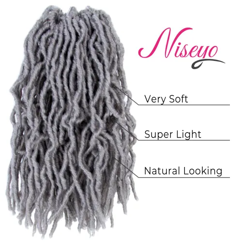 Miniatura 7 de Niseyo Rastas Falsas Grises de Ganchillo de 10 Pulgadas Rastas Suaves, 6 Paquetes Rastas Cortas de Ganchillo Pre-enlazadas Extensiones de Cabello