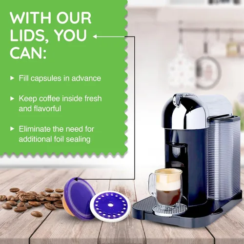 Miniatura 5 de My-Cap Juego de tapas y tapas reutilizables para cápsulas de café, compatibles con cápsulas Nespresso Vertuo, tapa y tapa de cápsulas de café Azul