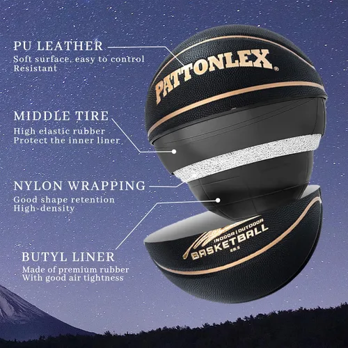 Miniatura 2 de Balones de baloncesto de 28.5" de cuero, tamaño oficial 6, para interiores y exteriores, para jóvenes y mujeres (sin inflar)