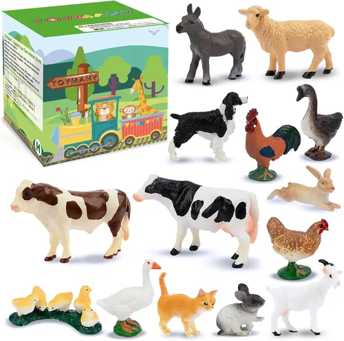 Miniatura 11 de Toymany 12 figuras de animales de safari, animales de zoológico de plástico para bebés muy realistas, conjunto de figuras de juguete de leones