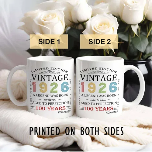 Miniatura 3 de Regalos de cumpleaños número 100 para hombres, taza de café vintage de 1926 de 11 onzas para mujeres, regalo de broma para hombre de 100 años