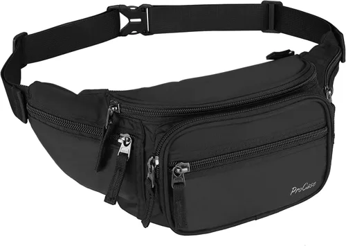 ProCase Riñonera y Mochila de Cintura para Hombres y Mujeres, Bolsa de Cadera para Viaje, Senderismo, Correr y Deportes al Aire Libre