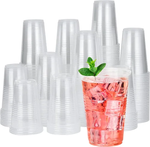 Miniatura 8 de RACETOP Paquete de 300 vasos de plástico desechables de 12 onzas, vasos de plástico transparente a granel, transparentes para bodas, Acción