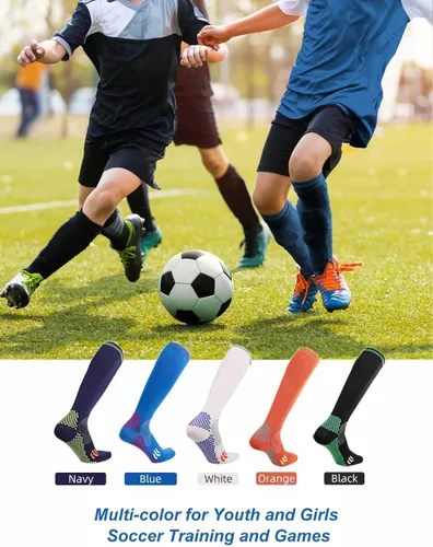 Miniatura 6 de Rolxmed Calcetines deportivos de compresión para correr, fútbol, béisbol, para jóvenes, mujeres y hombres, 15-20 mmHg, ajuste delgado (1 par3 pares)
