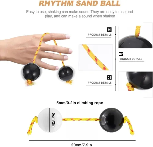 Miniatura 4 de Aslatuas instrumento de bola rítmica Kashaka, dos pares de maracas musicales de ABS Kashaka, doble calabaza, fácil de tocar para adultos