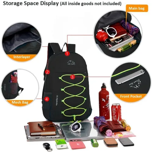 Miniatura 7 de Mochila de senderismo resistente al agua, para exteriores CLEVER BEES Negro