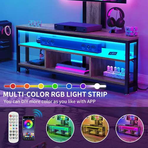Miniatura 7 de YITAHOME Soporte de TV negro con montaje, soporte de TV moderno para TV LED de 70/65 pulgadas, centro de entretenimiento con montaje ajustable