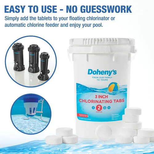Miniatura 6 de Doheny's Tabletas de cloro estabilizadas de 3 pulgadas Tri-cloro 99% puro, 90% de cloro disponible Desinfectante de piscina de larga duración
