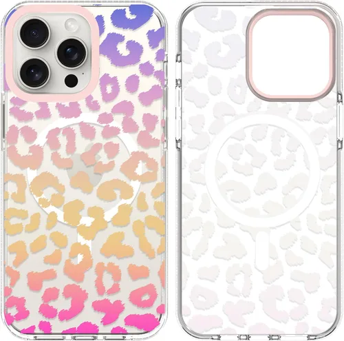Miniatura 31 de SAKUULO Funda magnética para iPhone 11 Pro Max [Compatible con MagSafe] Patrón de Estampado de Leopardo Gris Claro Funda de Carga Inalámbrica
