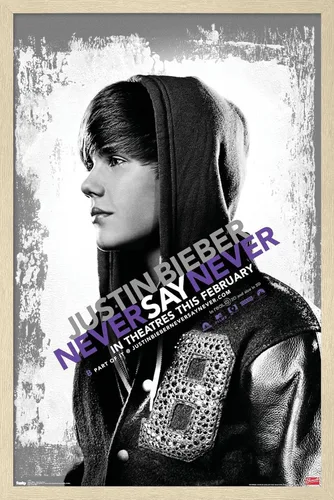 Miniatura 6 de Trends International Justin Bieber - Póster de pared con texto en inglés "Never Say Never Say Never", 14.725 x 22.375 pulgadas, versión enmarcada