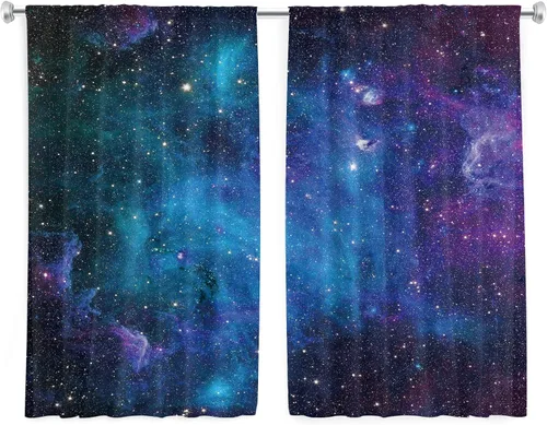 Miniatura 7 de Cortinas de cocina con diseño de galaxia para cocina, con bolsillo para barra, 27.5 pulgadas de ancho x 39 pulgadas de largo, decoración