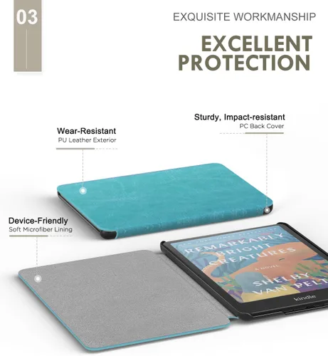 Miniatura 4 de MoKo Funda para Kindle Paperwhite de 12ª generación 2024 de 7 pulgadas y Kindle Colorsoft Signature Edition 2024, ligera funda protectora