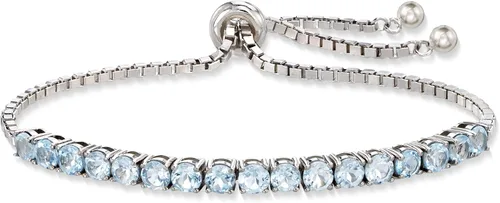 Miniatura 4 de Ross-Simons Pulsera Bolo de Topacio Azul Cielo de 5,00 qt t en Plata de Ley, Gema, Topacio