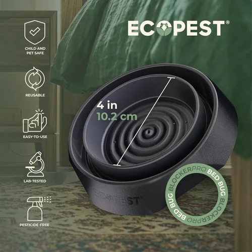 Miniatura 6 de Interceptores para insectos de cama, paquete de 12 Trampas interceptoras para insectos (Pro) (negro) Trampa ecológica para patas de cama Sin