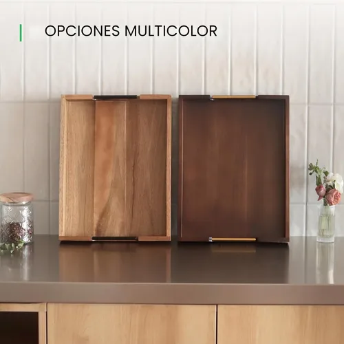 Miniatura 8 de Joy&Grace Bandeja otomana para sala de estar, bandeja grande de madera de acacia con asas para mesa de café, desayuno en la cama, cena de comida