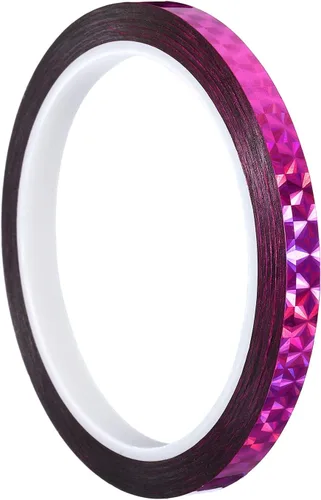 PATIKIL Cinta prisma de 0.3 pulgadas x 55 yardas, adhesivo reflectante holográfico metalizado para detallar decoración de pared, arte, rosa Rosa Rojo