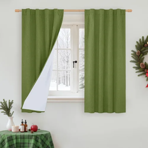 Miniatura 156 de LAMIT Cortinas de lino natural 100 % opacas para ventana, para dormitorio, 45 pulgadas, cortinas térmicas con textura de lino estilo granja