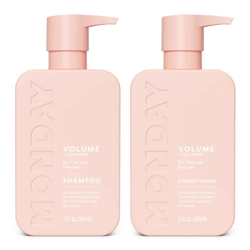 MONDAY HAIRCARE Set de Champú y Acondicionador de Volumen (2 unidades) 12 onzas. Para cabello fino, delgado y graso. Hecho con aceite de coco,