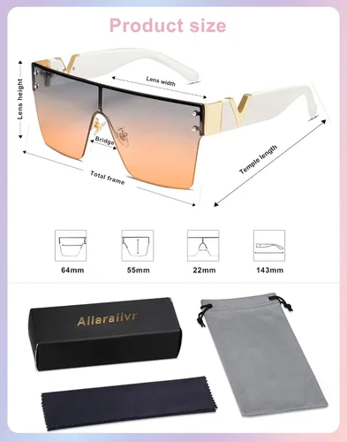 Miniatura 17 de Allarallvr Gafas de sol cuadradas de gran tamaño para mujeres hombres vintage de moda clásica gafas de sol de sol para mujer AR82087