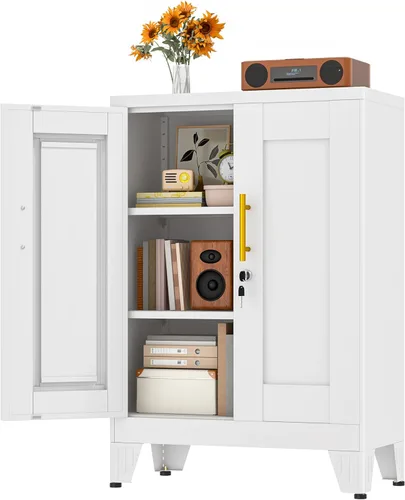 Miniatura 11 de Gabinete de Almacenamiento de Metal Negro, Gabinete de Almacenamiento Alto de 36" con Cerradura y 2 Estantes Ajustables, Organizador de Casillero