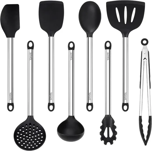 Miniatura 12 de Vayvnt Juego de utensilios de cocina de silicona para utensilios de cocina antiadherentes, juego de 4 espátulas de silicona y cuchara con mango