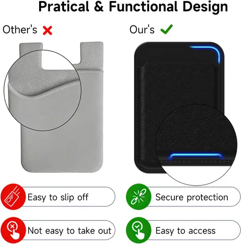 Miniatura 6 de oakxco Billetera para teléfono adhesiva, delgada y delgada con adhesivo para tarjetas de crédito, bolsillo trasero del teléfono, funda de plástico