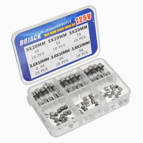 Miniatura 3 de BOJACK Fusibles para luces de Navidad 5x20mm 125V 3A 5A 7A Fusible de vidrio de soplado rápido Fusibles 3.6X10mm Mini Fusible 125V 2.5A 3A 5A Kit