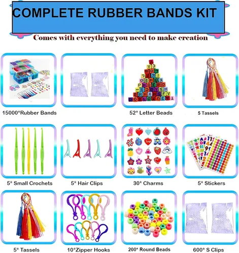 Miniatura 2 de YITOHOP Kit de Pulseras de Bandas Elásticas de Telar 15000+, Bandas de Goma para Kit de Hacer Pulseras, Kit de Fabricación de Pulseras de Telar