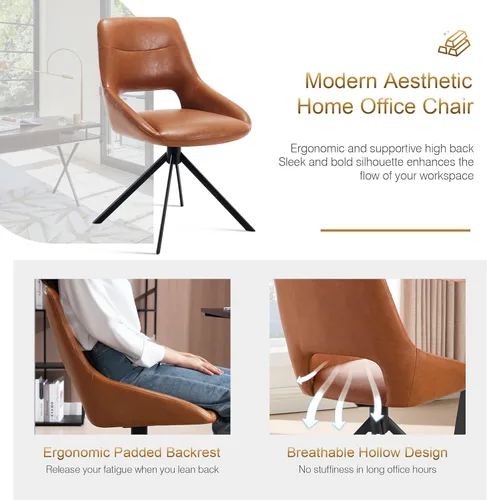 Miniatura 4 de Zesthouse Silla de escritorio moderna sin ruedas, silla giratoria de tocador con respaldo hueco, silla de oficina en casa sin brazos para niñas