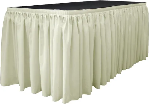 Miniatura 27 de LA Linen Falda de mesa de popelina de poliéster para mesas rectangulares, tela plisada para banquetes de boda, 14 pies por 29 pulgadas de largo