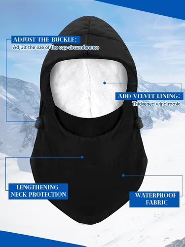 Miniatura 6 de Sombrero de invierno resistente al viento y guantes de esquí y snowboard transpirables con forro de invierno para clima frío unisex pasamontañas