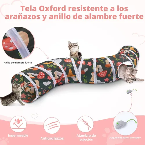 Miniatura 6 de Glittme Túnel para gatos, túneles para gatos de interior, cueva de gatos en forma de S con juguetes para gatos, tubos plegables para gatos y túneles