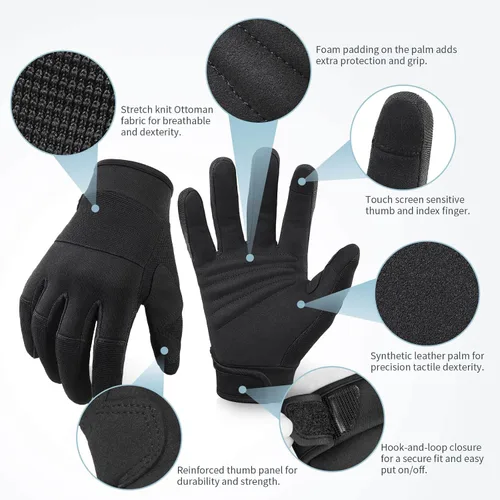 Miniatura 6 de OZERO Guantes de trabajo para hombres y mujeres: guantes de mecánico para pantalla táctil, agarre firme, destreza, guantes ligeros para construcción