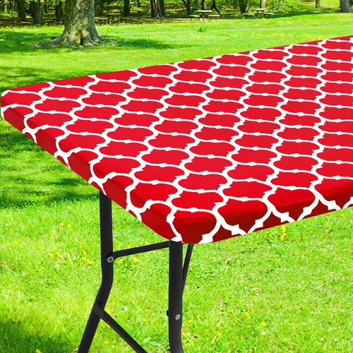 Miniatura 17 de Smiry Mantel cuadrado para mesa de pícnic, manteles de camping impermeables elásticos ajustables, protector de mantel de vinilo con respaldo de Gris