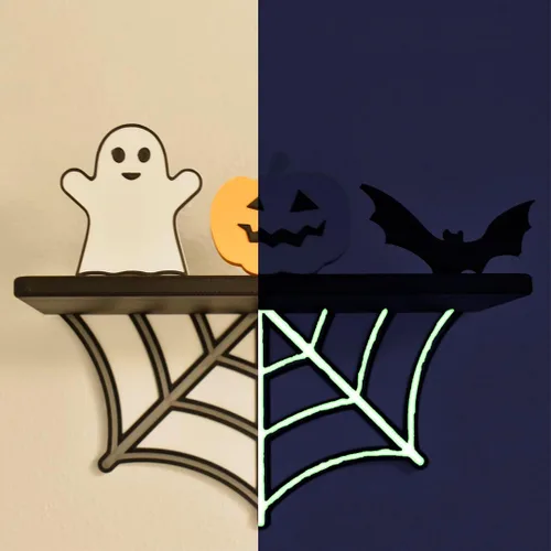 Miniatura 5 de Chatelet Estante flotante de telaraña Estante espeluznante de decoración de Halloween 9 pulgadas de ancho x 5 pulgadas de profundidad Brillan