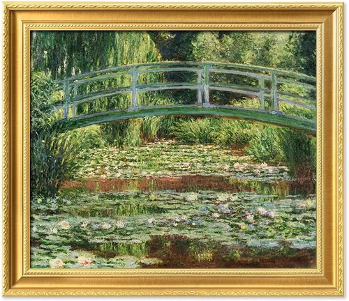 Miniatura 104 de IPIC - Reproducción artística de los lirios de agua de Claude Monet 1906, impresiones giclée coinciden con el marco dorado clásico, arte de pared