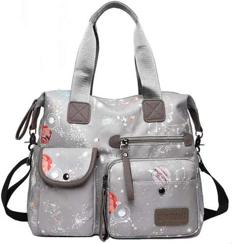 Bolso de mano ligero, floral, con asa superior con múltiples bolsillos de nailon para el trabajo, resistente al agua, bolsa para viajes, de hombro