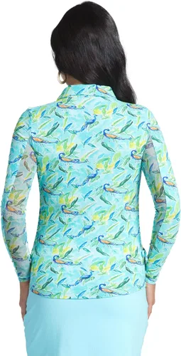 Miniatura 7 de IBKUL Athleisure Wear 48378 - Protector solar UPF 50+ Icefil Cooling Tech Rachel Print Polo de manga larga con cremallera